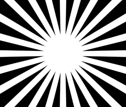 Star pattern with free white surface and rays in white and black