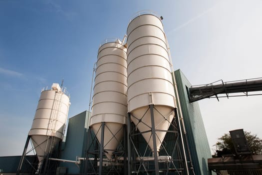 Industrial storage silos of a concrete factory