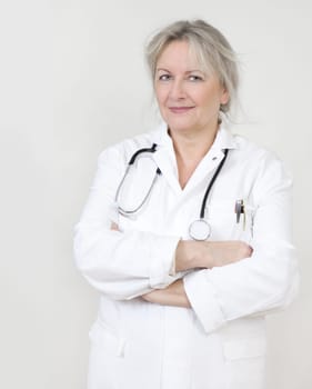 a doctor in a white coat with a stethoscope