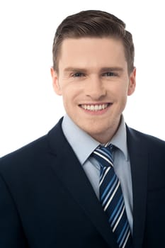 Image of a smiling business man over white