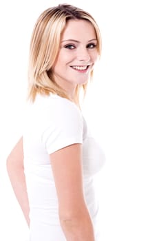 Pretty young woman looking over her shoulder