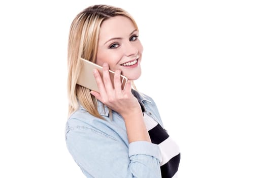 Pretty lady talking using her cell phone