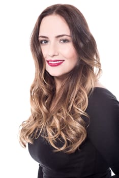 close up shot of a young woman with wavy hair