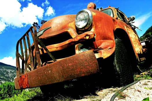 An old rusted American truck