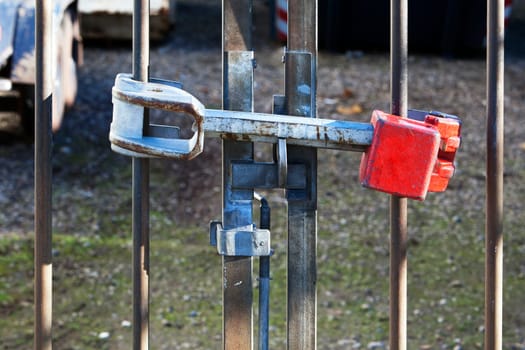 Heavy lock on a fence gate