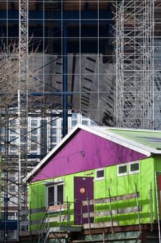 Shack on  a construction site in Rotterdam.