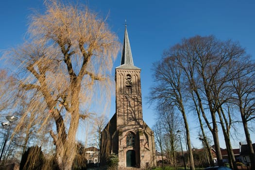 Reformed church in Berkenwoude in the Netherlands, in winter