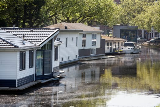 Houseboats on the Rotte River in Rotterdam, the Netherlands