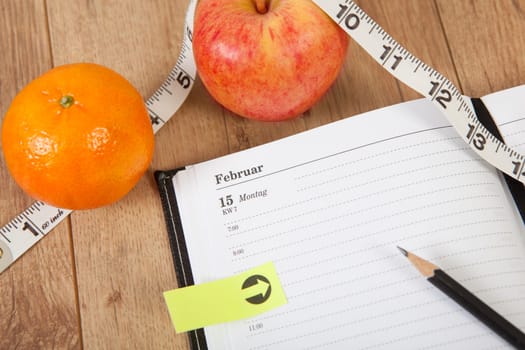an undescribed calendar with fruit healthy diet