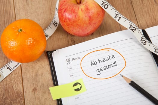 a calendar with fruit,from today healthy