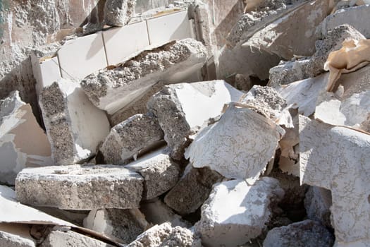 A heap of bricks and stones on a construction site
