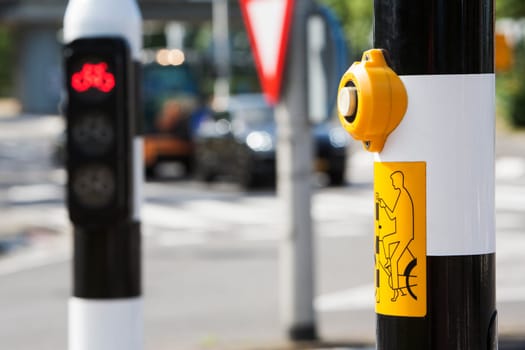 Bicycle traffic light control box and a red light