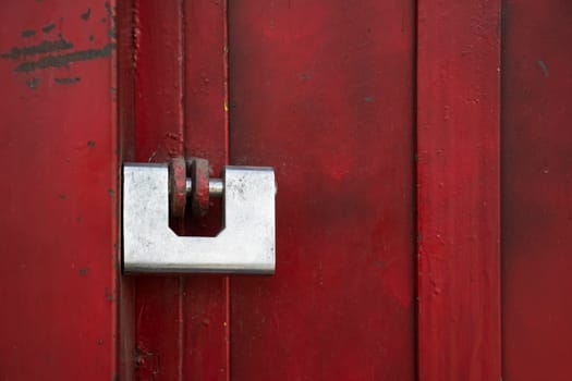 Safe lock on red door
