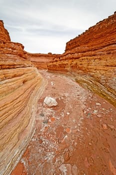 Looking Down a Dry Wash Canyon in the Glen Canyon National Recreation Area in Arizona