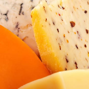 Various cheese still life close up