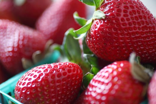 Closeup of fresh strawberries from the farmers market