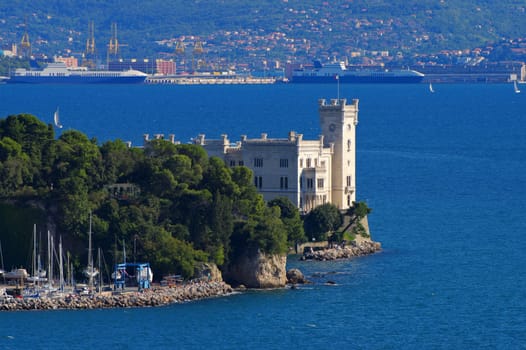 Miramare Castle on the coast of Trieste - the palace Miramare,coast of Trieste