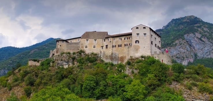 the Italian town and castle Stenico in northern Italy