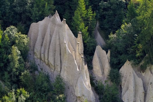 Terenten Earth pyramids a geological peculiarity - Teentin Dolomites,Hoodoos a geologic formation