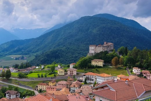 the Italian town and castle Stenico in northern Italy