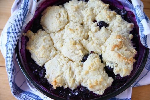Fruit cobbler dessert just out of the oven