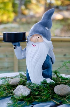santa claus hold one marshall in his right hand and this bring light in the evening