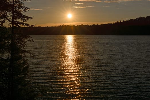 Sunset in the Alaskan Summer on Otter Lake in the Kenai National Wildlife Refuge in Alaska
