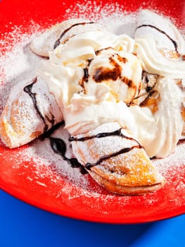Empanadas de dulces - mexican dish of dough filled with apples, peaches and nuts