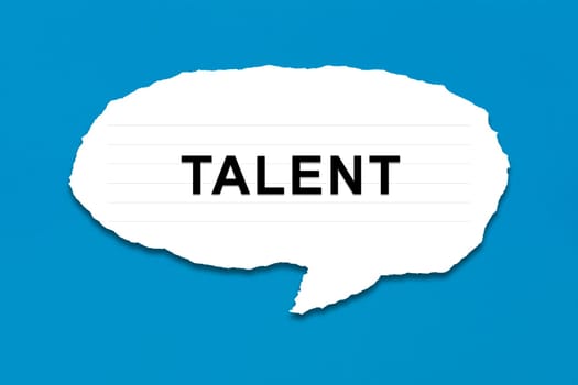 talent with white paper tears on blue texture background