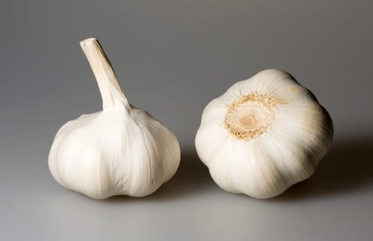 Pair of Garlic Bulbs close up.