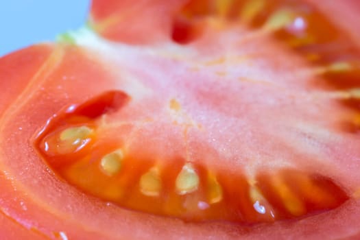 Sliced Tomato Close Up macro Image.