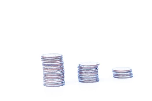 Coins isolated on white background, stock photo