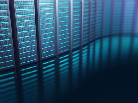 Servers lined up on an abstract background. Abstract image on technology concept.