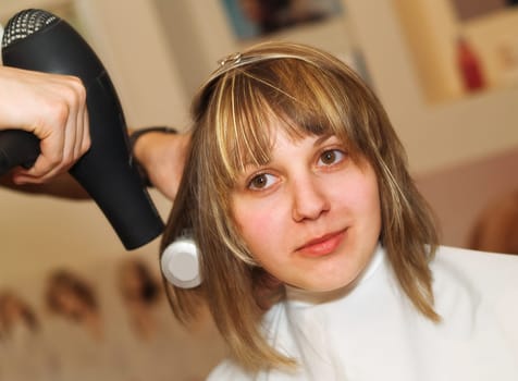 Drying hair at the hair studio