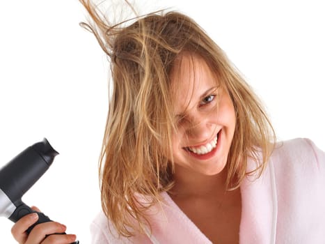 Female drying hair