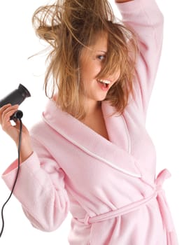Female drying hair