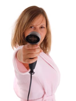 Female drying hair