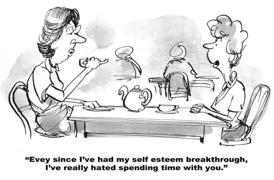 Cartoon about a woman telling her friend that she now hates her.