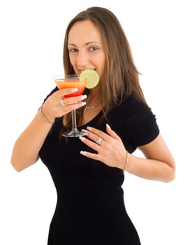 Woman enjoying exotic drink