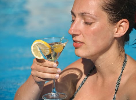 Woman in swimming pool