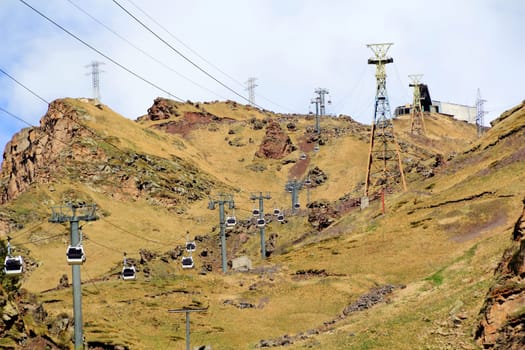Image of funicular in Caucasus mountains