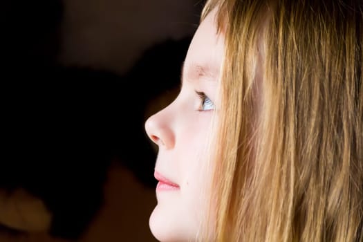 Portrait of profile girl with blond hair