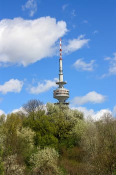Olympic Tower - the radio tower in Munich's Olympic Park from which you have a wonderful view of the Alps