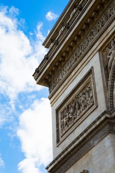 Close-up of the Arc de Triomphe in paris