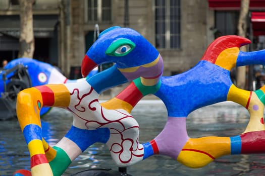 Stravinsky Fountain close to the Centre Pompidou in Paris