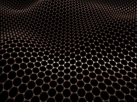 Several molecules connected, crystallized in the hexagonal system, concept of a carbon structure. Clipping path included.