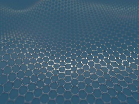 Several molecules connected, crystallized in the hexagonal system, concept of a carbon structure.