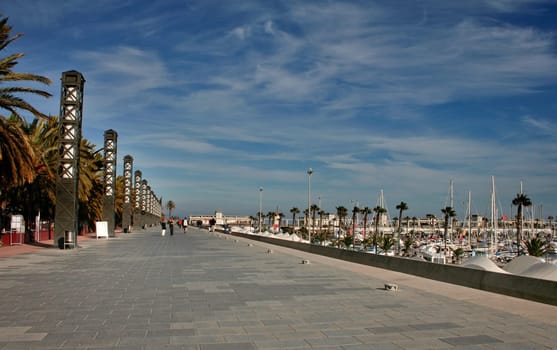 A picture of Barcelona harbour walkway, Spain