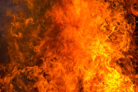 Large blazing sea of flames in detail