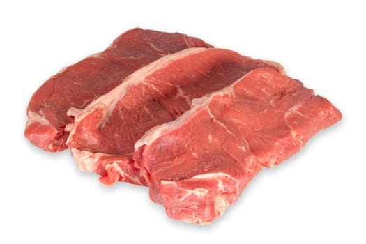 Beef steaks exempted on a white background